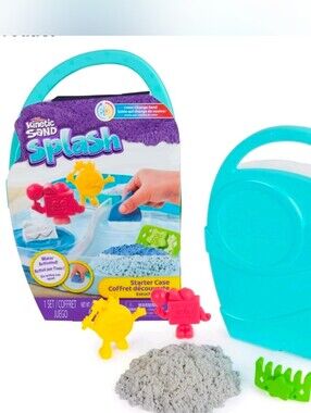 Kinetic Sand, Splash Starter Case with 6oz Color-Change Play Sand, 3 Tools Molds